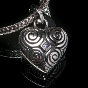 Heart - Sterling Silver & Pink Sapphire Pendant