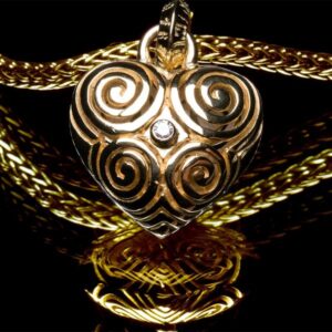 Heart - Diamond & Sterling Silver with Gold Plated Pendant