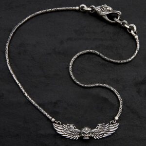 Skull and Wings - Sterling Silver Necklace