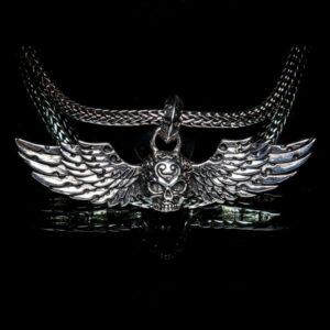 Skull and Wings - Sterling Silver Pendant