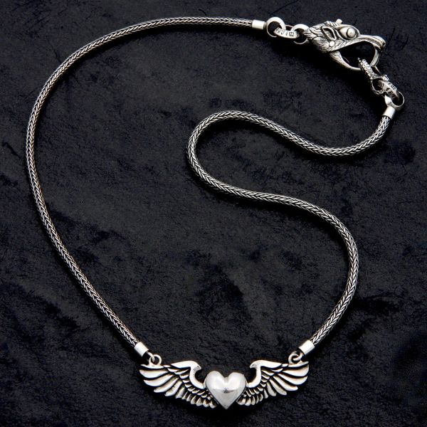 Heart with Wings - Sterling Silver Necklace