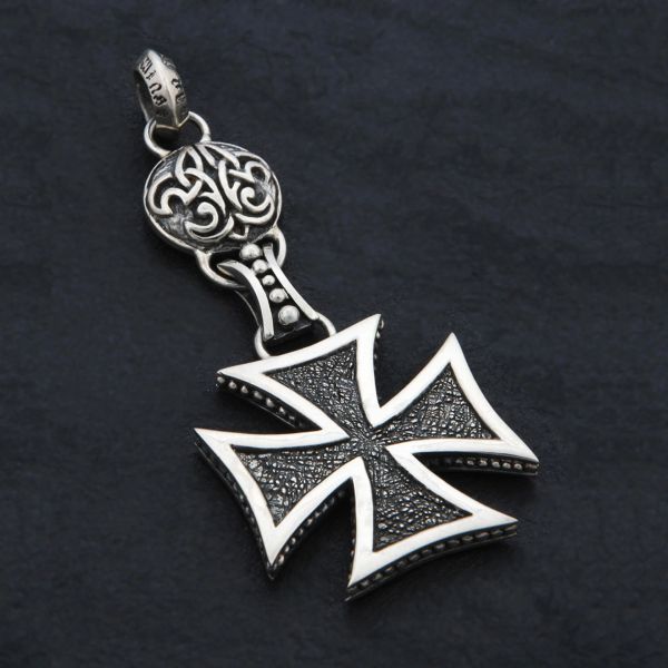 Maltese Cross & Fleur de Lis - Sterling Silver Pendant