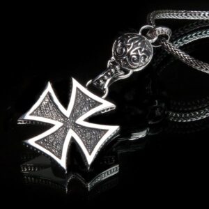 Maltese Cross & Fleur de Lis - Sterling Silver Pendant