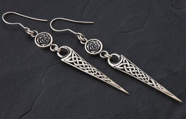 Celtic Rose – Sterling Silver Drop Earrings