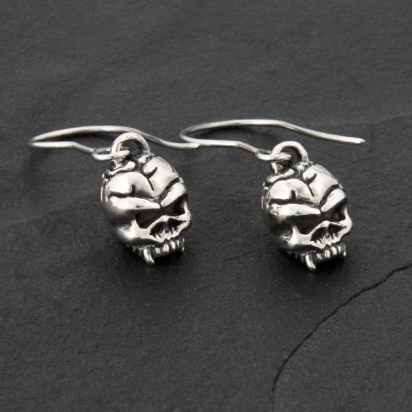 Skulls - Sterling Silver Drop Earrings