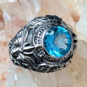 Garuda - Swiss Blue Topaz Sterling Silver Ring