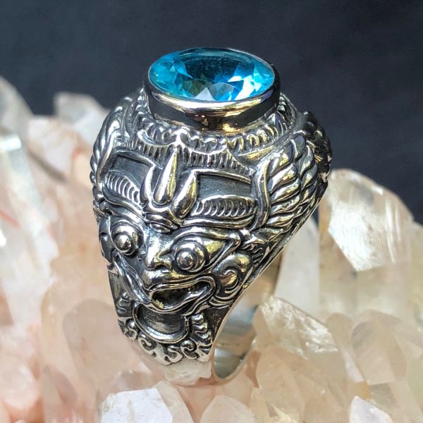 Garuda - Swiss Blue Topaz Sterling Silver Ring